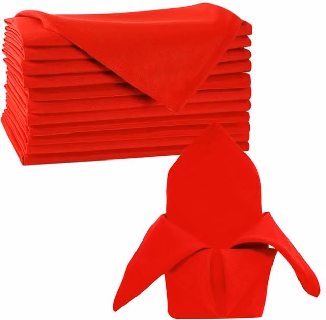 Neel Blue Red Christmas Table Napkin in Blue and Red Spun Polyester, W/D/H: 50.8 x 50.8 x 0.1 cm