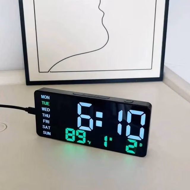 KORVIXA Multifunctional Electronic Clock with Dual Alarm, Black, Width: 100 cm – 1