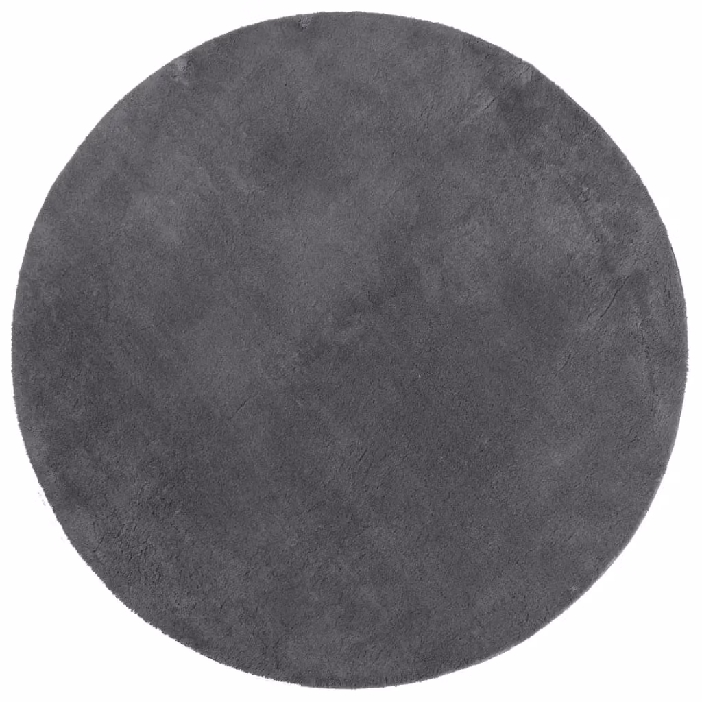 Berkfield Home Round Short Pile Soft and Washable Rug in Anthracite Black, Diameter: 100 cm – 1
