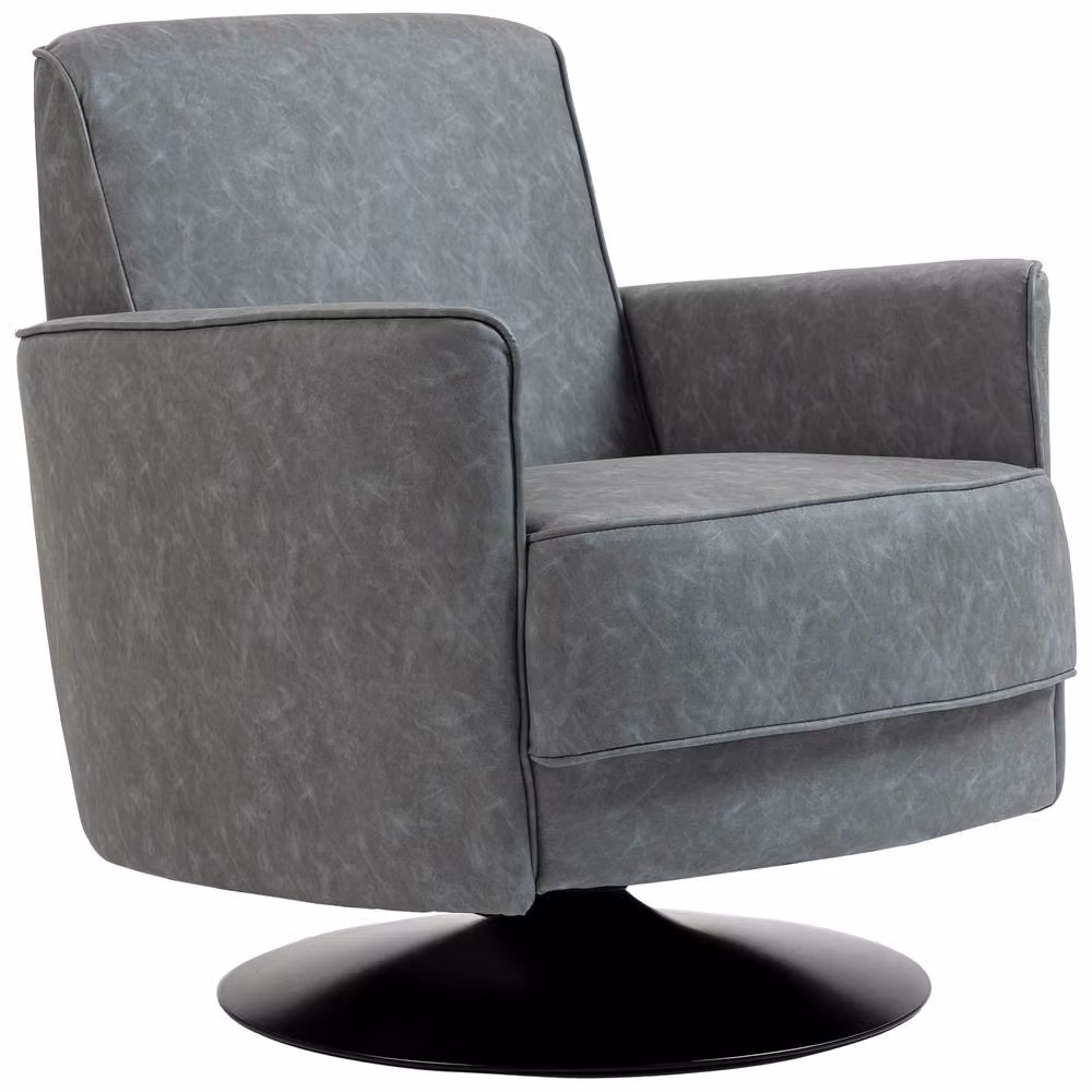 STILVORA Grey Faux Leather 360 Degree Swivel Tub Armchair – 3