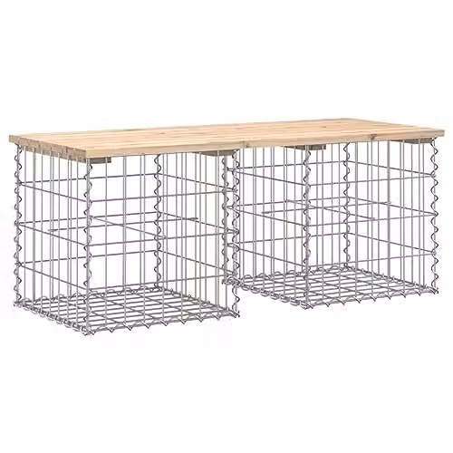 vidaXL Gabion Design Garden Bench in Natural Pine Wood, W/D/H: 103 x 44 x 42 cm – 1