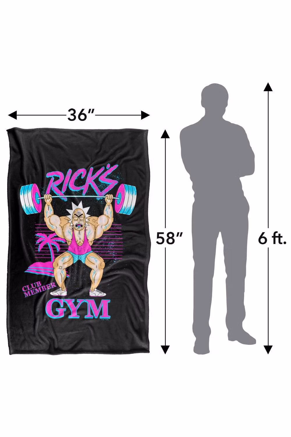Warner Bros. Rick and Morty Rick's Gym Silky Touch Super Soft Fleece Throw Blanket, Multicolour, W: 127.0 cm, D: 152.4 cm, H: 1.0 cm – 8