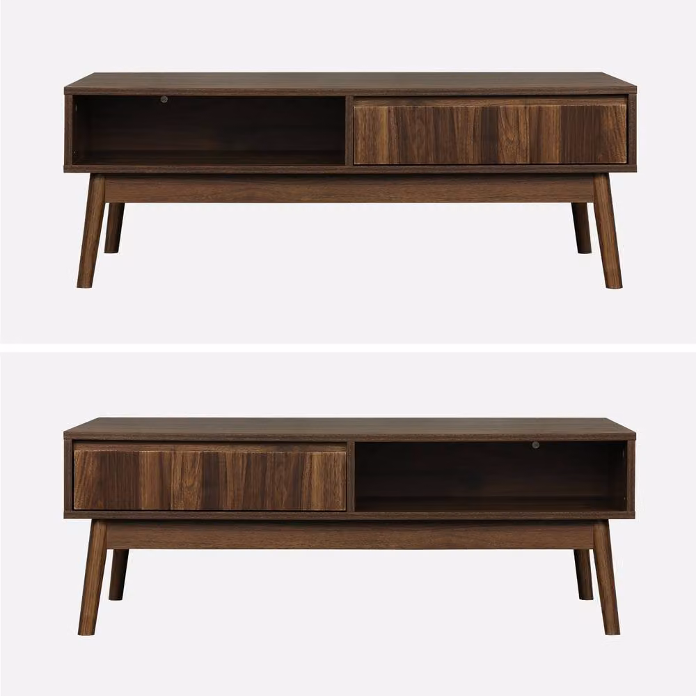 sweeek Grooved Wood Detail Coffee Table in Dark Brown – 2