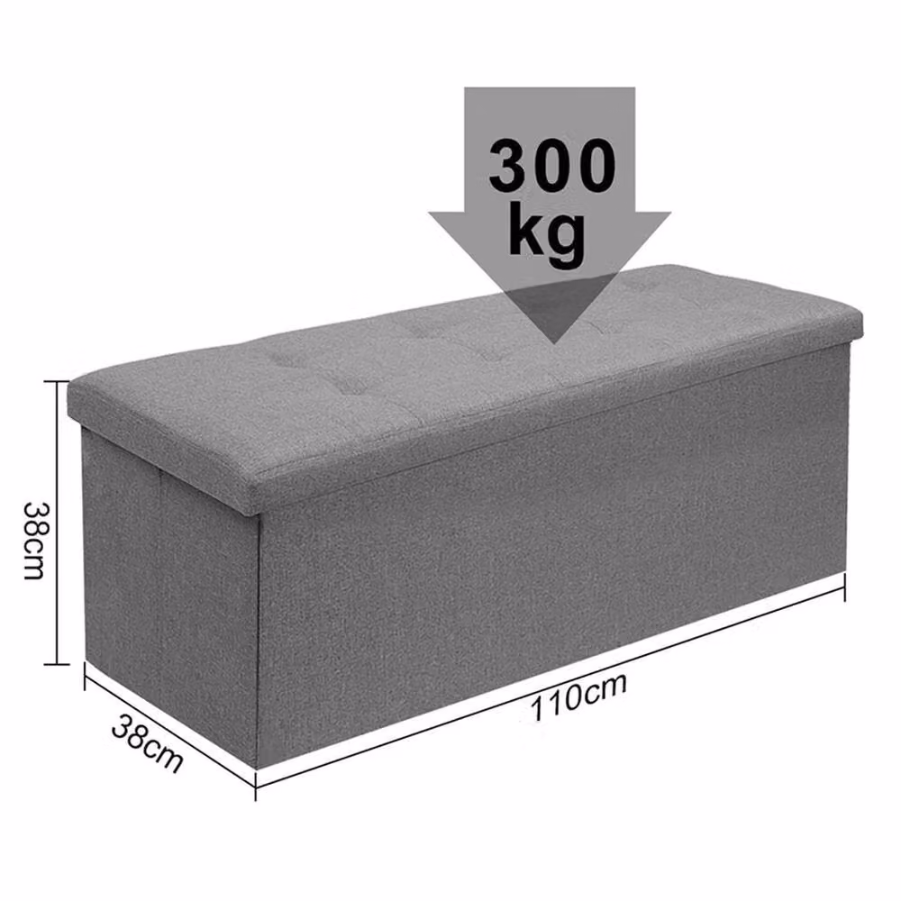 PAWNORA Ottoman Storage Seat in Light Grey, W/D/H: 110 x 38 x 38 cm – 2