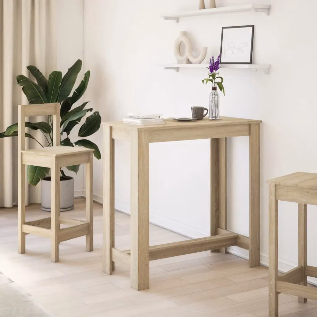 Berkfield Home Bar Table in Sonoma Oak, Brown, W/D/H: 102 x 50 x 103.5 cm – 2