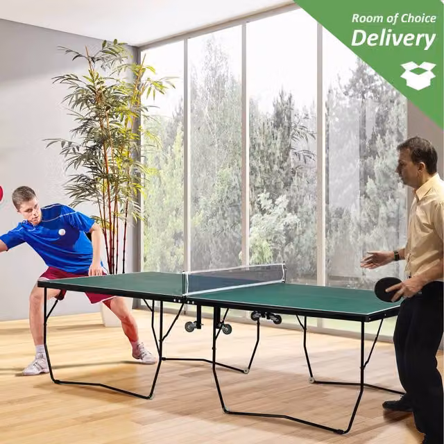 SPORTNOW 9ft Outdoor Folding Tennis Table in Green