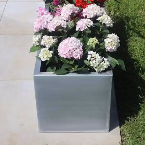 Access Garden Products Silver Galvanised Steel Trough Planter, W32cm x D32cm x H75cm – 8