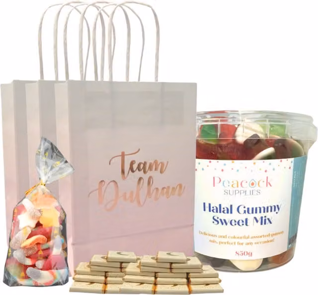 Peacock Supplies Team Dulhan Treat Bag Bundle (10pk) in Pink and Gold