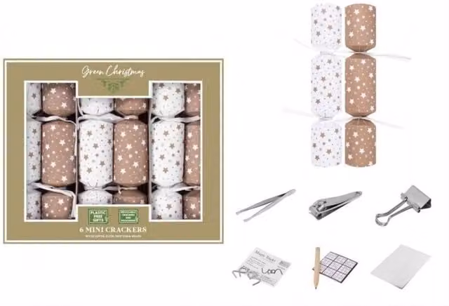 KDMD 6 Pack Mini Star Paper Crackers in Gold and Multicolour, 21.59 cm