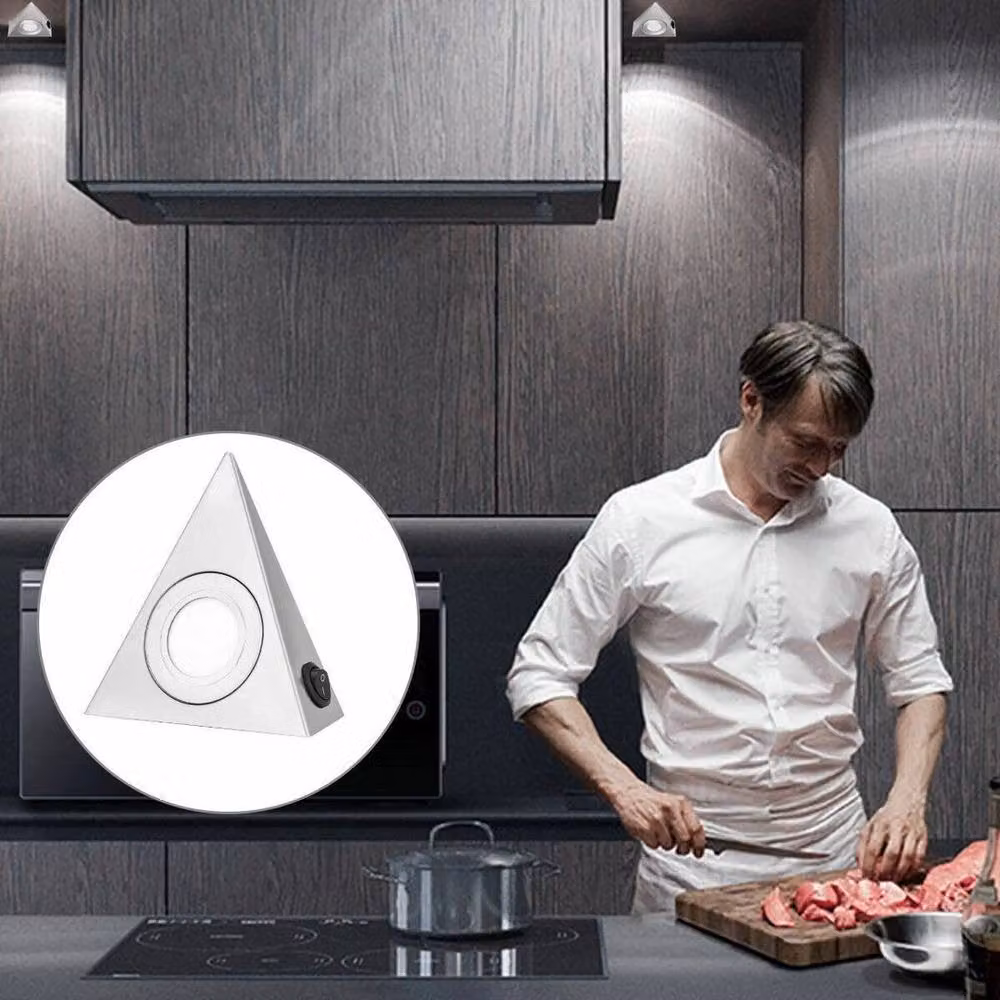 PAWNORA 10-Piece Cool White LED Under Cabinet Triangle Lights in Silver – 4