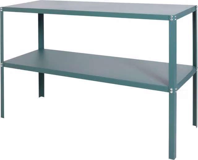 Lacewing 2 Tier Green Metal Greenhouse Staging Shelving Bench, W/D/H: 80 x 40 x 40 cm