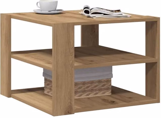 Berkfield Home Artisan Oak Coffee Table in Brown, W/D/H: 58 x 58 x 40 cm – 1