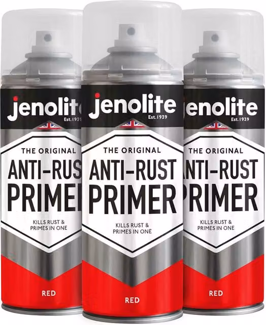Jenolite Quick Drying Matt Red Anti-Rust Metal Primer Oxide Corrosion Resistant Spray, 1.2 l (Pack of 3)