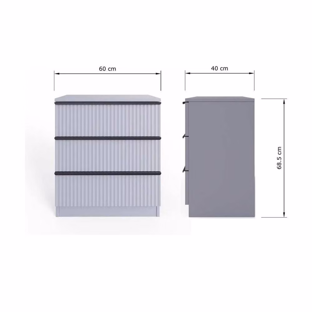 FLAVORA Grey and Black 3 Drawer Metal Chest of Drawers – 2