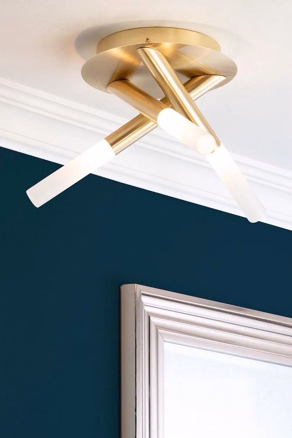 BHS Lighting Cindy Modern Cylinder Flush Ceiling Light in Gold/Brass – 2