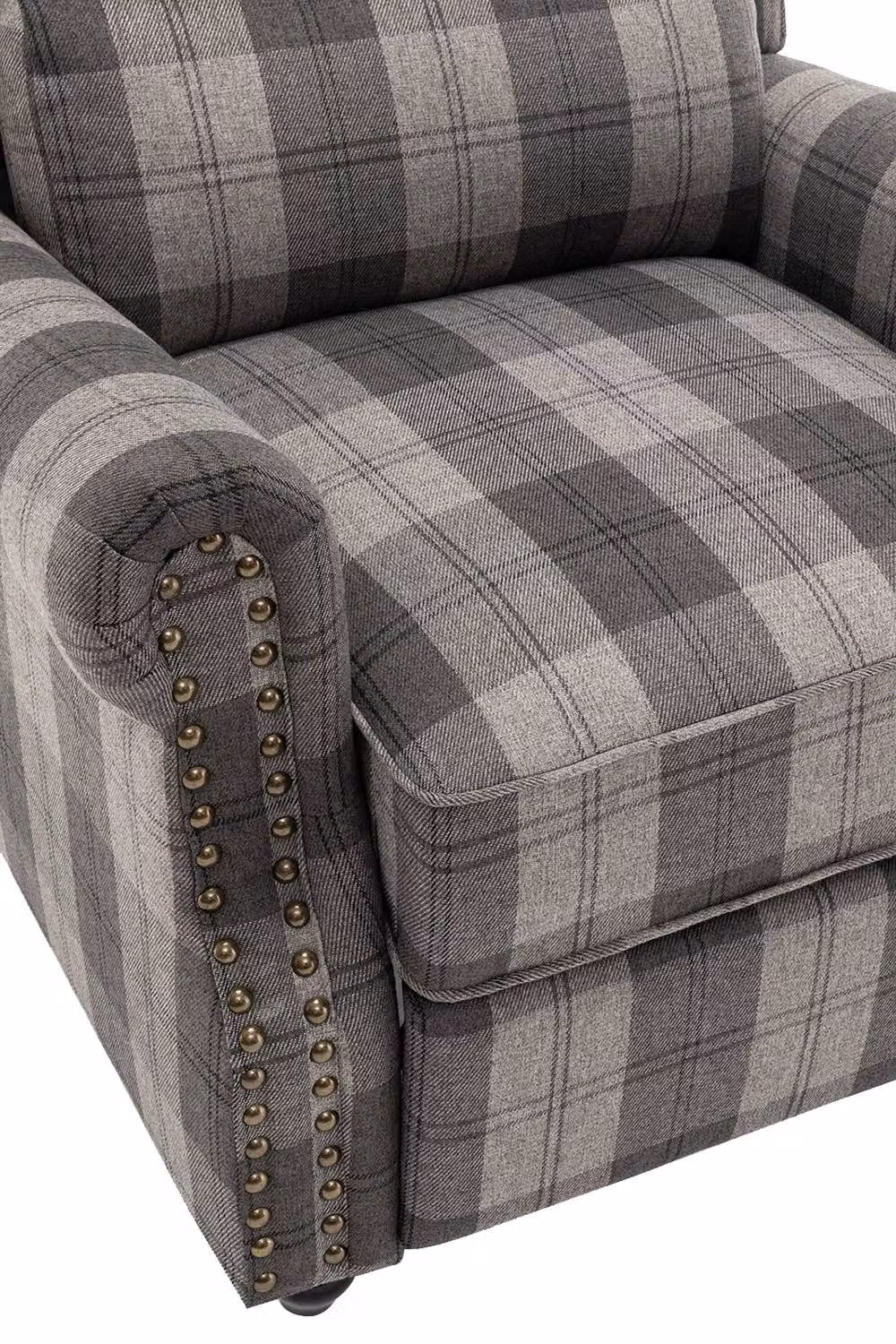 Garden Sanctuary Modern Grey Linen Recliner Armchair with Integrated Footrest – 6