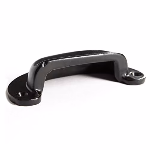 Hammer and Tongs Wide Lipped Cabinet Drawer Pulls, Matt Black Powder-Coated Iron, Pack of 6, W: 9.5 cm, H: 4 cm – 3