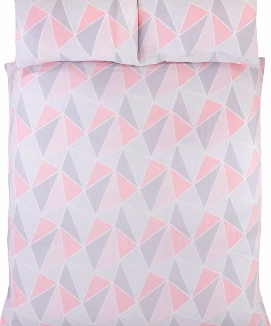 Rapport Home Leo Graphic Duvet Cover Set, Pink and Grey, Single, 90 x 200 cm