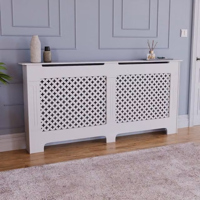 Vida Designs Oxford MDF Radiator Cover, Extra Large, White, W: 82.0 cm, H: 172.0 cm, D: 19.0 cm