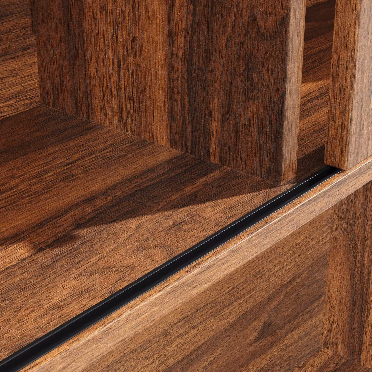 Aosom UK Walnut Brown Tall Cabinet with Silent Sliding Toughened Glass Doors and LED Lighting, W: 40 cm, D: 140 cm, H: 185 cm – 8