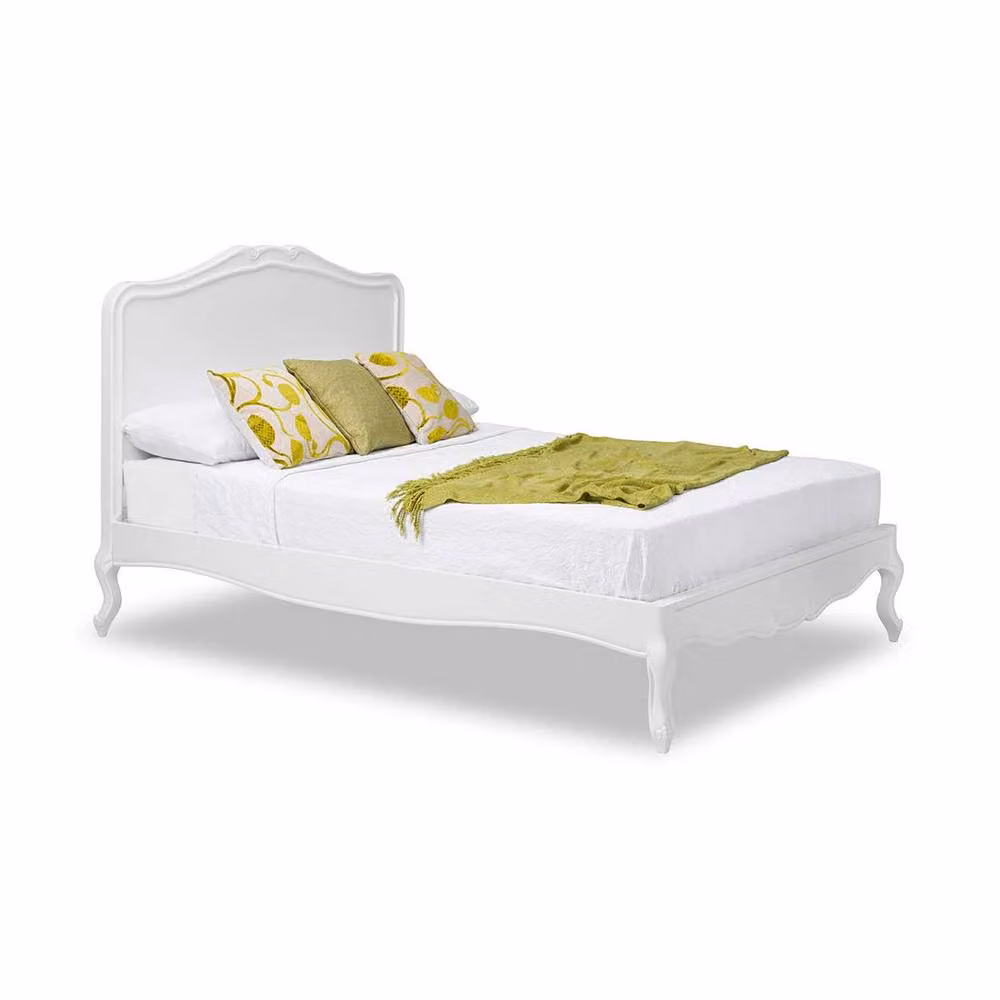 Statement Furniture Juliette French Style Double Bed Frame in White with Solid Pine Wood Headboard, W/D/H: 208 x 140 x 137.16 cm – 2
