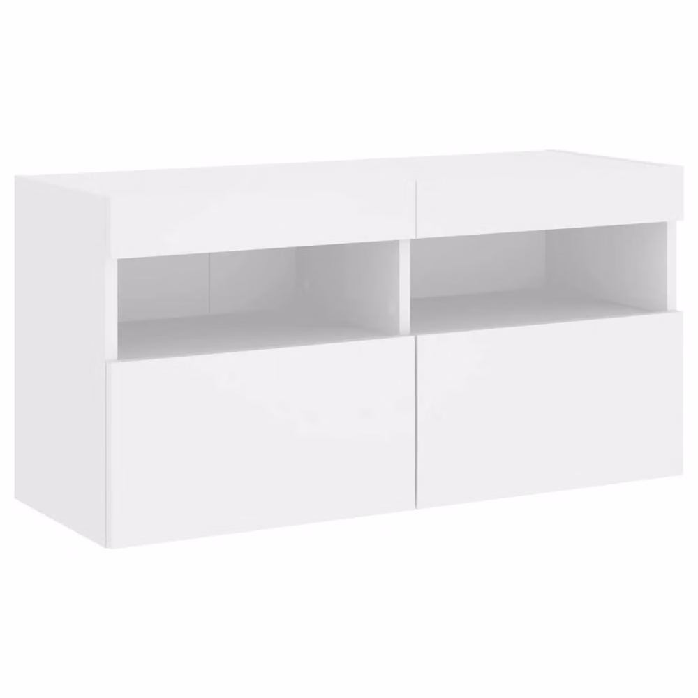 Berkfield Home Modern White Wall Mounted TV Cabinet with Integrated LED Lighting, W/D/H: 80 x 40 x 30 cm – 2