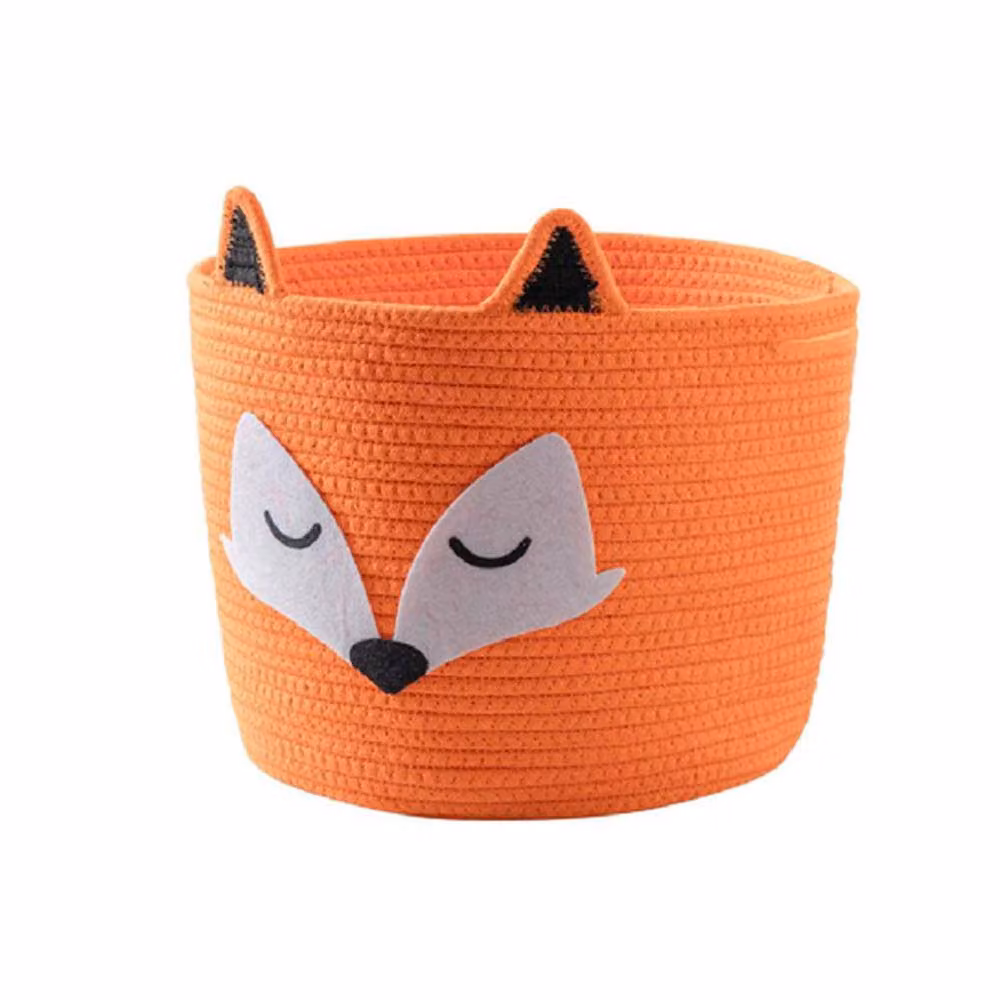 Voltico Large Cotton Fabric Animal Storage Basket in Orange, W/D/H: 30 x 30 x 30 cm – 2