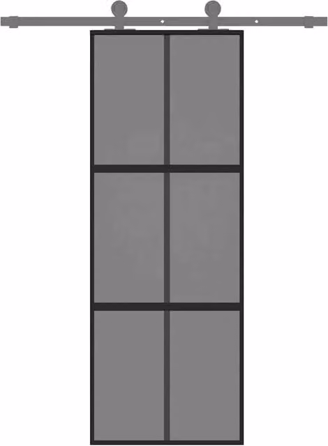 Berkfield Home Modern Black Sliding Door with Transparent Tempered Glass and Aluminium, W: 76 cm, H: 205 cm