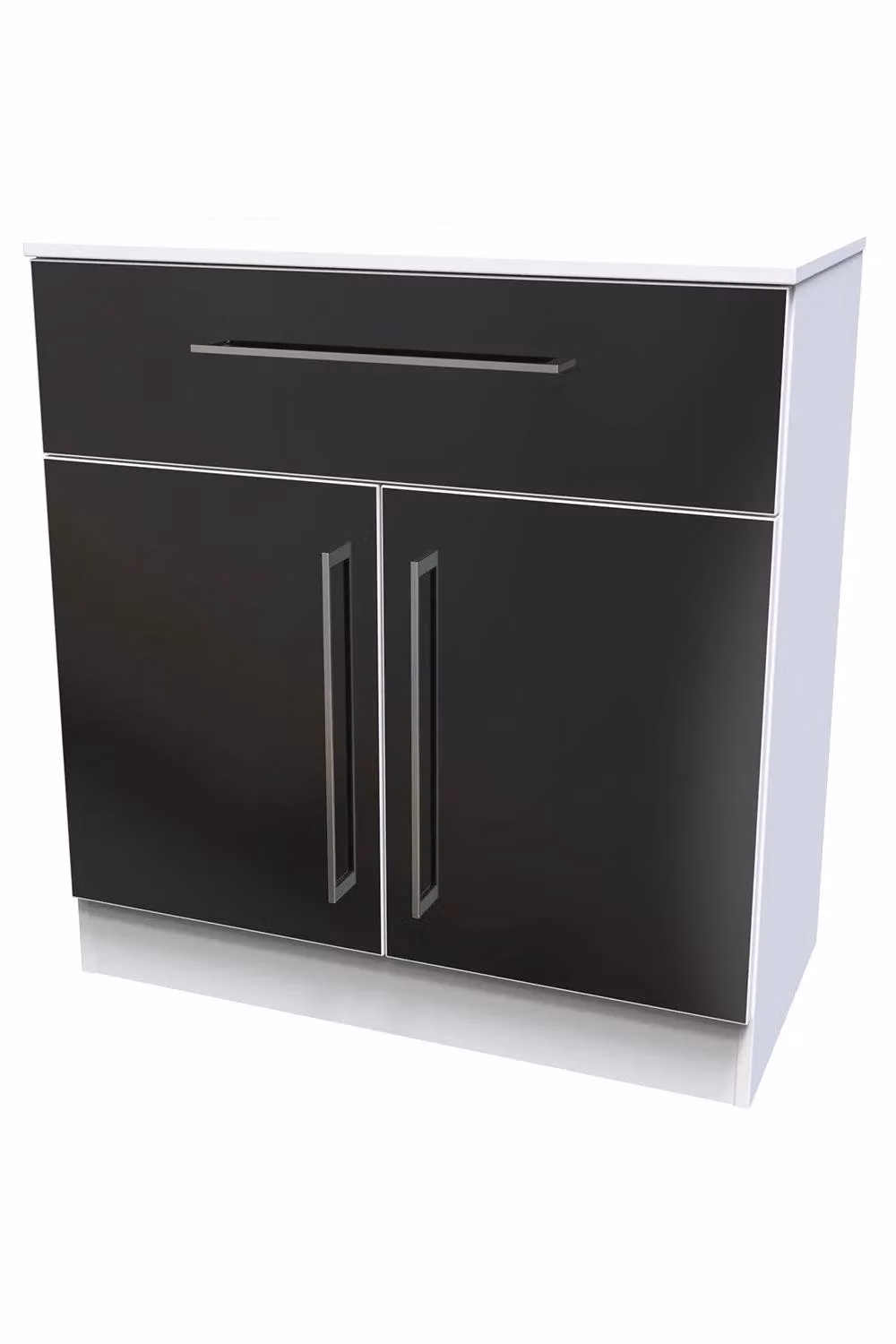 Ready Assembled 2 U Gloucester Black Glossy 2 Door 1 Drawer Sideboard – 2