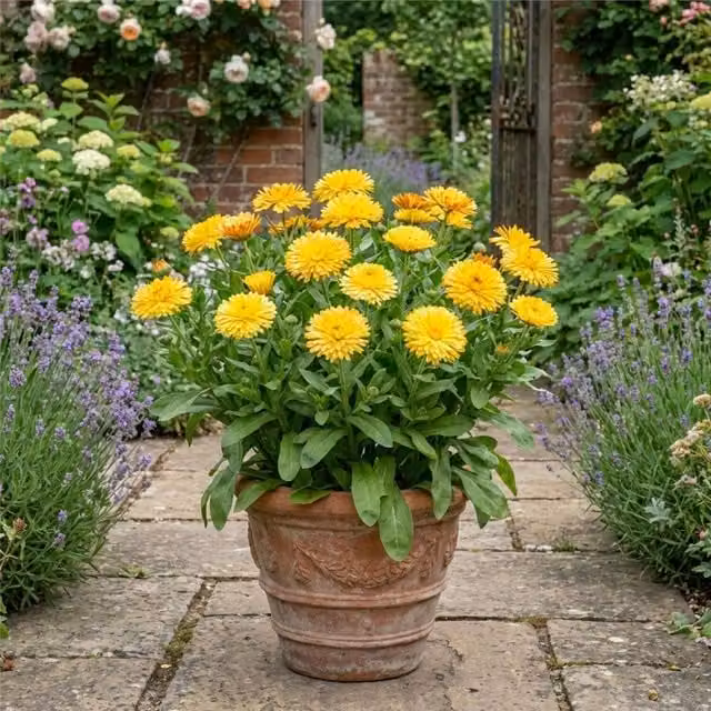 Plants by Post Calendula Fiesta Yellow Bedding Plant, 2L Pot