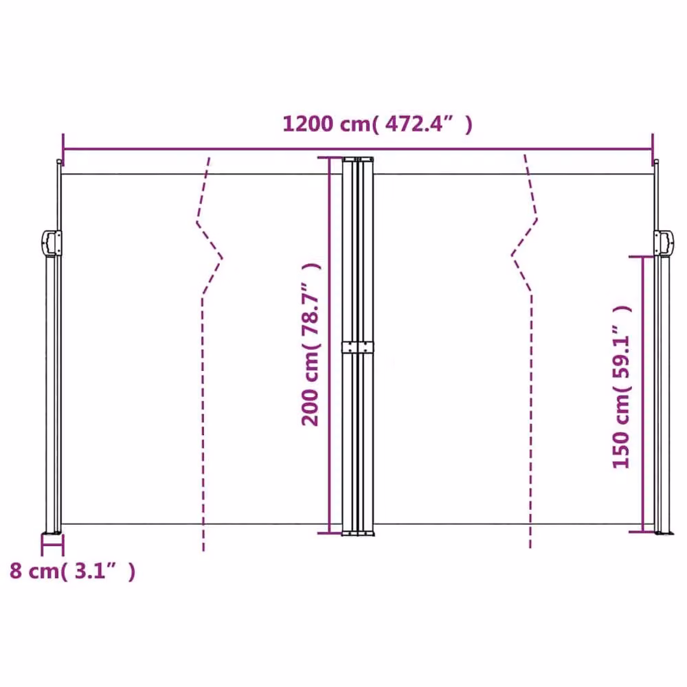 Berkfield Home Red Retractable Side Awning W: 1200 cm, H: 200 cm – 6