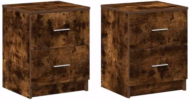 Berkfield Home Set of 2 Bedside Cabinets with 2 Drawers in Smoked Oak Brown, W/D/H: 40 x 36 x 50 cm – 1