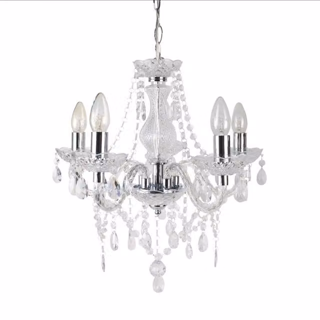 First Choice Lighting Marie Therese Style Chandelier in Chrome and Transparent Glass – 1