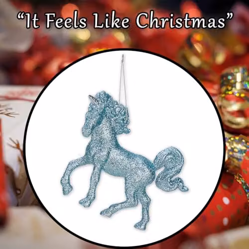 VFM e-Store Ice Blue Hanging Unicorn Christmas Tree Ornament, 13cm – 6