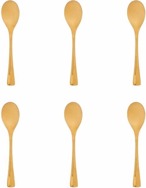Orsina Set of 6 Polished Gold Stainless Steel Teaspoons