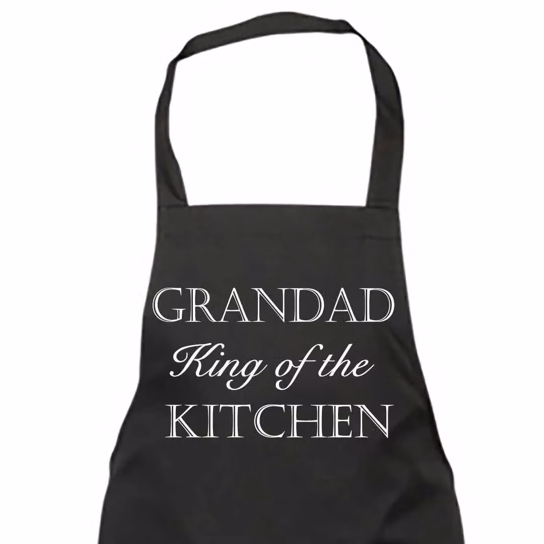 60 Second Makeover Men's Grandad King Of The Kitchen Black Apron – 2