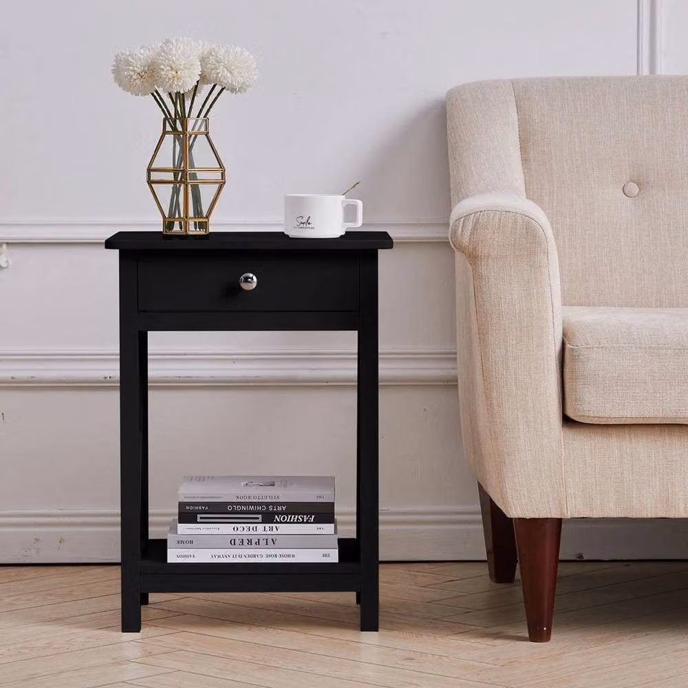 Forgevio Modern Black Square Side Table with Matt MDF Laminate Finish – 4