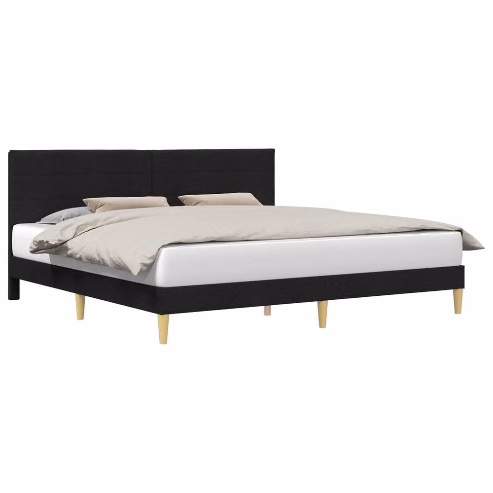 Berkfield Home Modern Fabric Bed Frame with Headboard in Black, W/D/H: 180 x 200 cm – 2