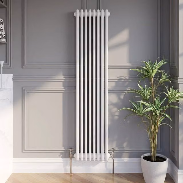 Temprazo Steel Double Bar Column Radiator in White, H: 60.5 cm, W: 30 cm, D: 10 cm