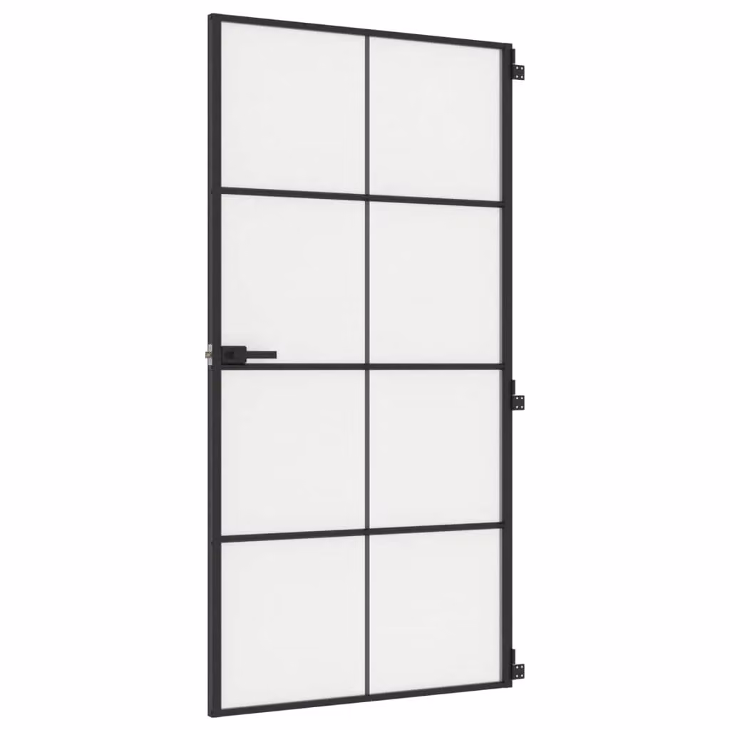 Berkfield Home Slim Interior Door in Black with Tempered Glass and Aluminium, W: 102.5 cm, H: 201.5 cm – 2