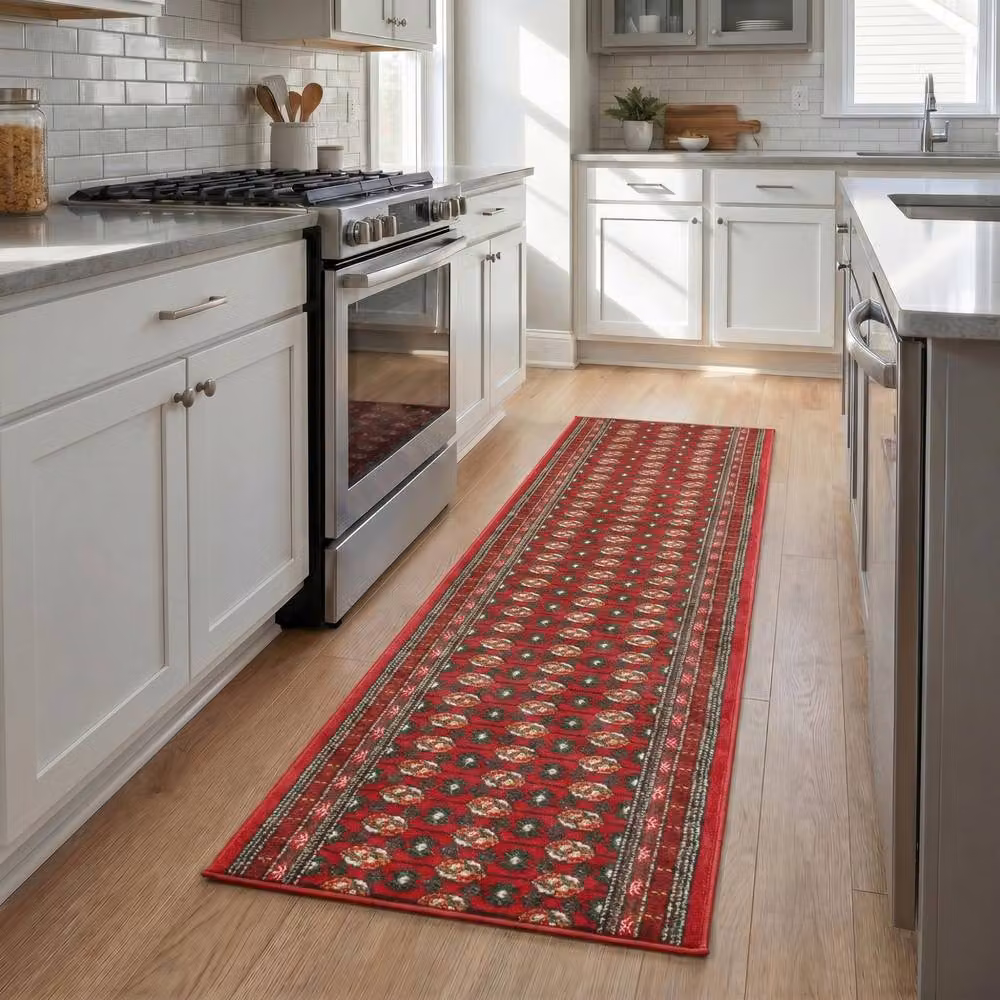 Bravich LTD Bokhara Traditional Red Non-Slip Hallway Runner Rug, W: 60 cm, L: 450 cm – 2