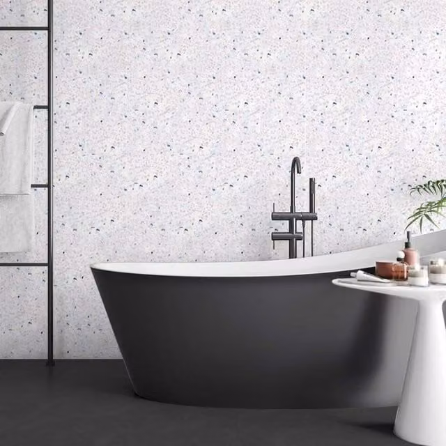 Neptune White Sparkle Bathroom Wall Panel W: 100 cm, H: 240 cm, D: 1 cm