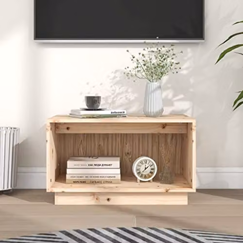 vidaXL Solid Wood Pine Wall Mounted TV Cabinet and Floating Storage Shelf in White – 2