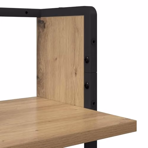 vidaXL Set of 4 Wall-Mounted Modern Shelves in Oak and Metal, Brown, W: 65 cm, D: 25 cm, H: 30 cm – 3
