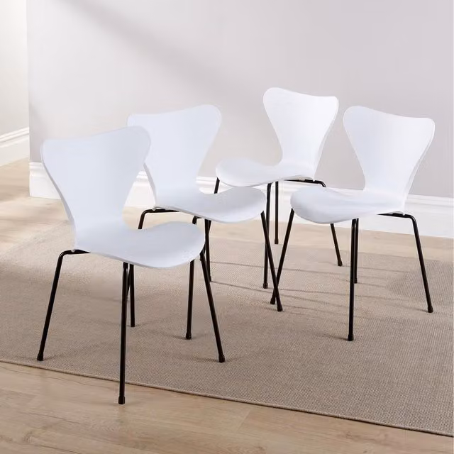 Home Source Set of 4 Penny Dining Chairs in White