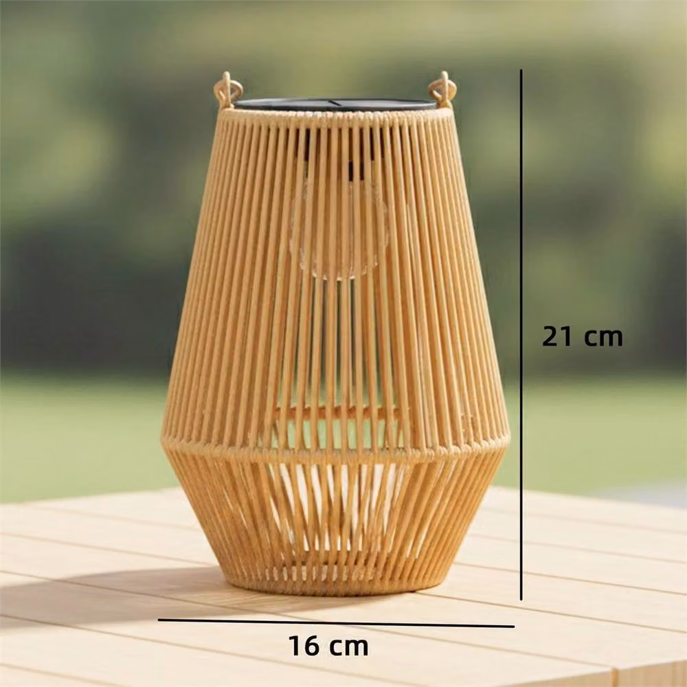 Havendro Set of 2 Brown Rattan and Metal Solar Hanging Garden Lanterns with Warm White Light – 2