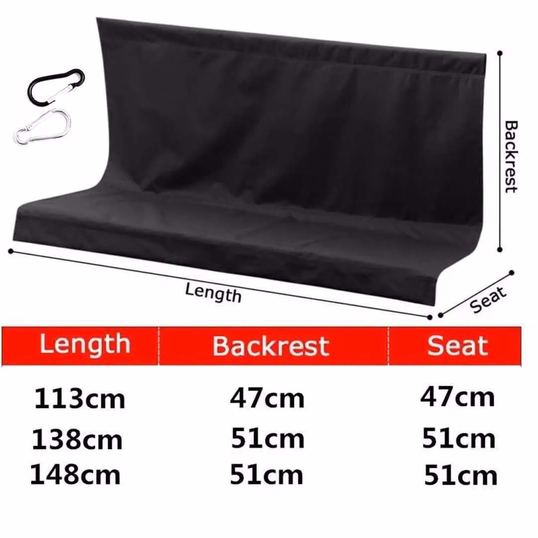 SPETLEK Replacement Swing Seat Cover for Garden Benches, Size S, Black Water-Repellent Polyester – 3