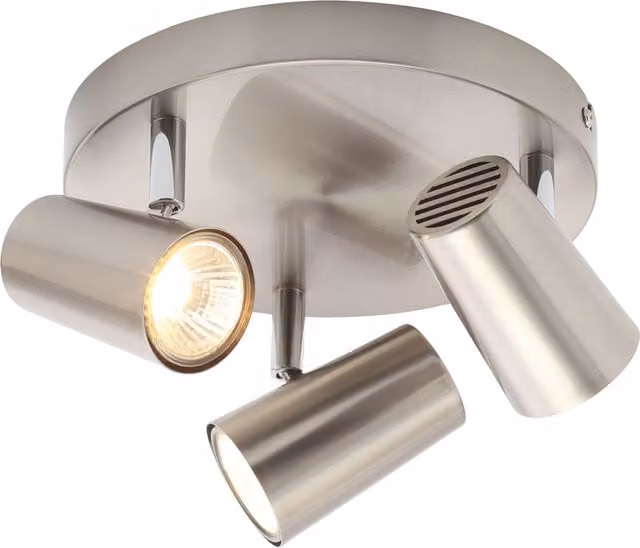 Litecraft Chobham Adjustable 3 Light Spotlight Plate in Silver and Grey Metal