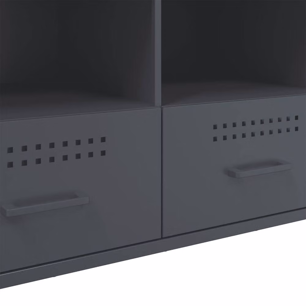 Berkfield Home Anthracite Metal TV Cabinet, W: 100.5 cm, D: 39 cm, H: 50.5 cm – 5