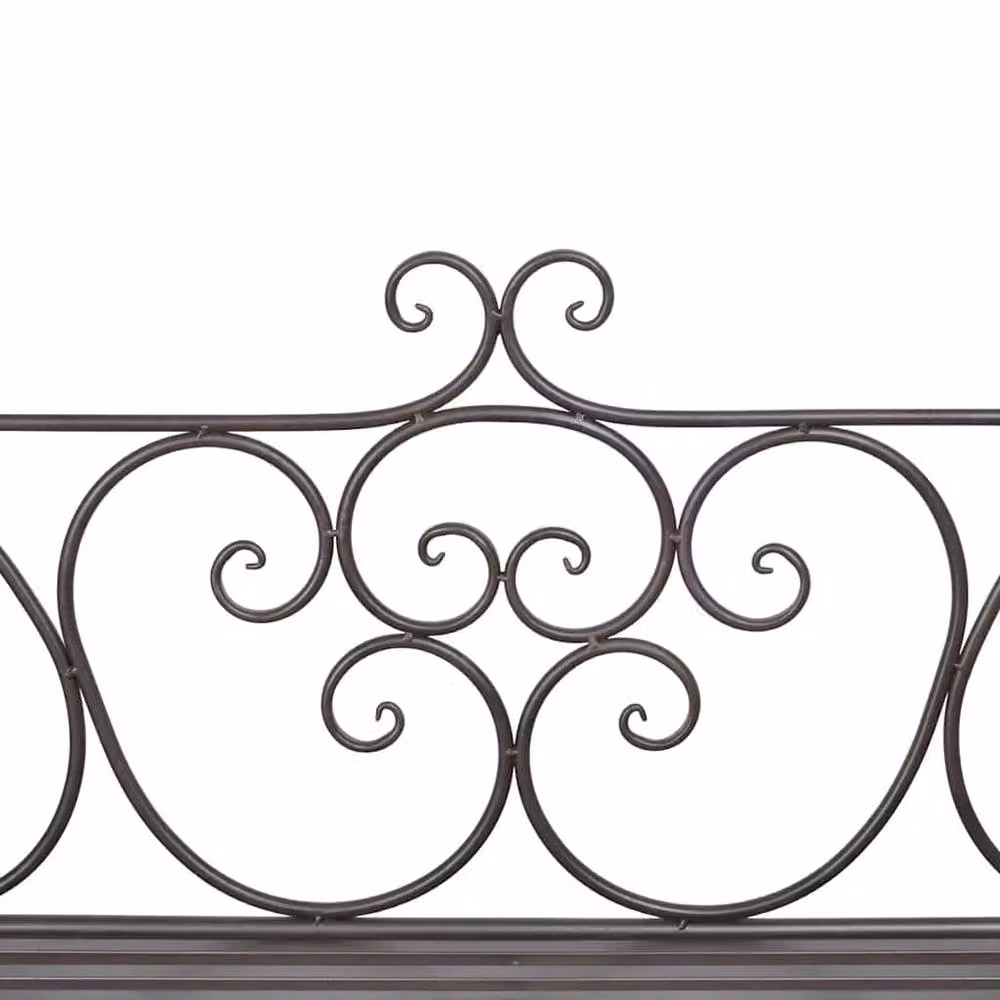 Berkfield Home Metal Garden Bench in Antique Brown, Width: 132 cm – 3